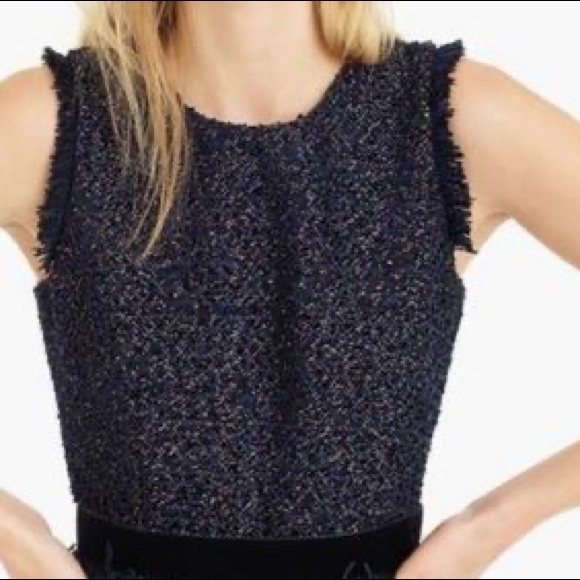 J Crew Sparkle Tweed sheath dress velvet frayed - Picture 3 of 12